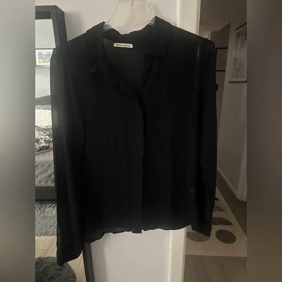 Reformation Violet long sleeve button up - size small - sheer - worn once - Picture 2 of 5